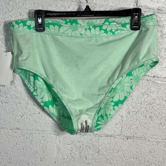 California Juniors' Plus Size Printed High-Waist Swim Bottoms Aqua Floral 2X - Picture 5 of 6